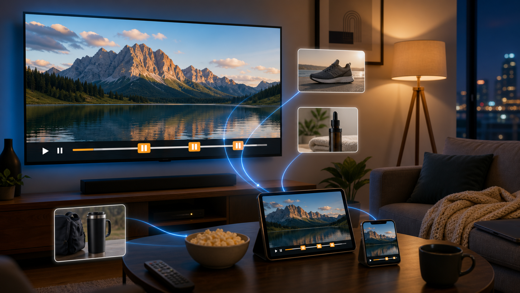 Ad-supported FAST channel viewing across living room screens and devices