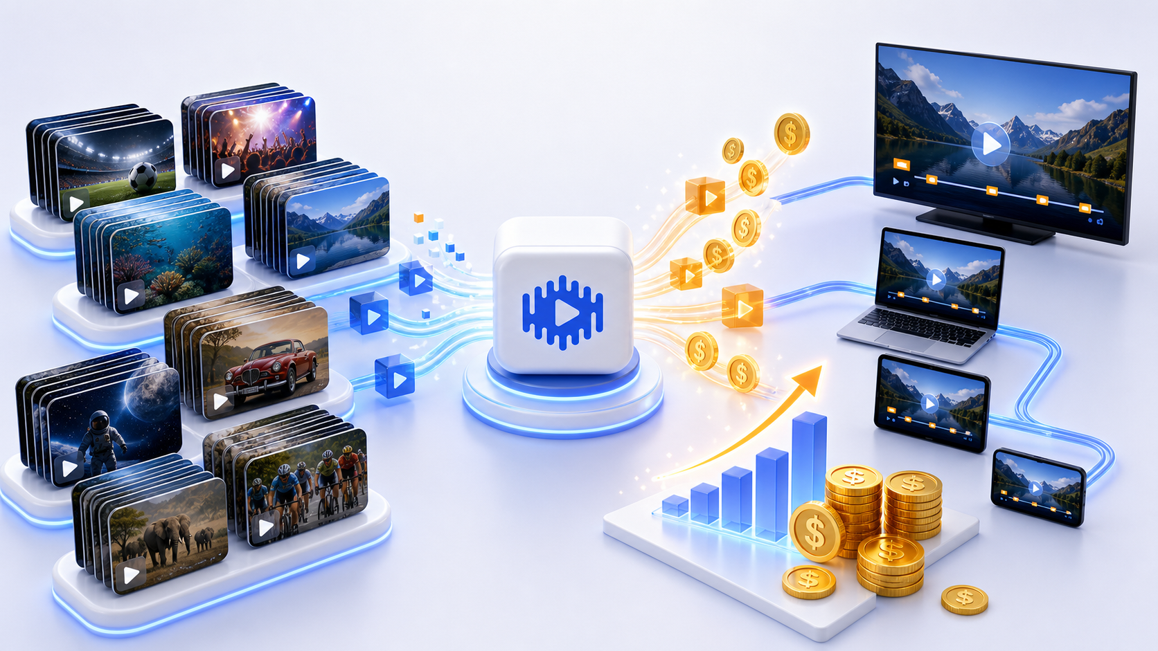 Existing content library transformed into ad-supported viewing and revenue opportunities