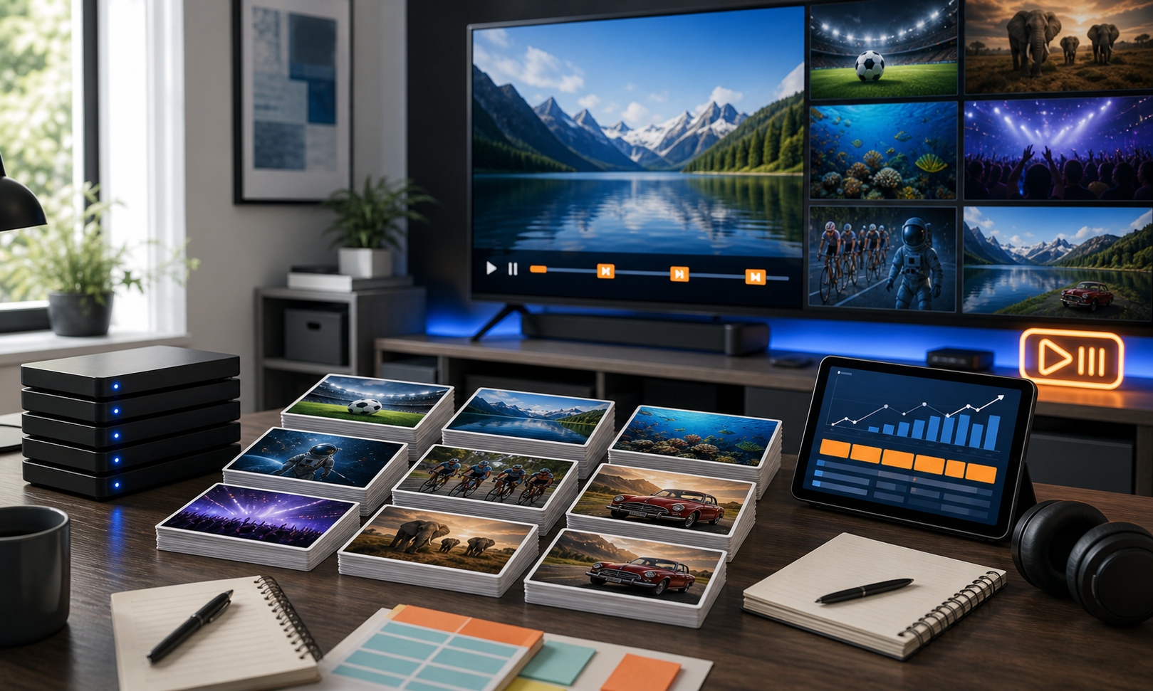 Existing video catalog organized into a scheduled FAST channel and monetization workflow